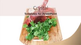  Presentation with butchery - Amazing presentation theme having butchery fresh raw beef lamb big rib ready to cooking with green stuff on wooden plate isolated over white background backdrop and a lemonade colored foreground