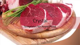  Presentation with butchery - Audience pleasing slides consisting of butchery fresh raw beef lamb big rib and fillet ready to cooking with green stuff on wooden plate isolated over white background backdrop and a red colored foreground