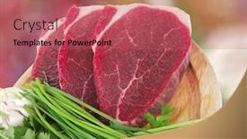  Presentation with butchery - Amazing PPT layouts having butchery fresh raw beef lamb fillet ready to cooking with green stuff on wooden plate isolated over white background backdrop and a red colored foreground