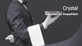  Presentation with waiter - Slide deck featuring butler - cropped image of a waiter background and a dark gray colored foreground
