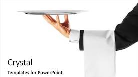  Presentation with butler - Slide deck featuring butler - hand holding a silver tray background and a white colored foreground
