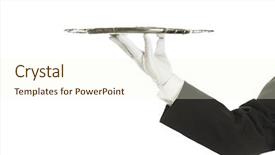  Presentation with butler - Beautiful presentation theme featuring butler - hand holding a silver tray backdrop and a cream colored foreground