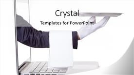  Presentation with butler - Slide deck with butler - waiter hand holding a silver background and a white colored foreground