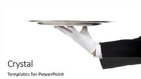  Presentation with butler - Cool new presentation theme with butler - white gloved hand holding backdrop and a white colored foreground