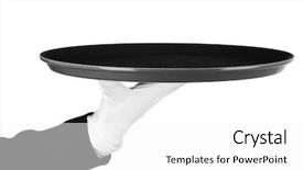 Presentation with butler - Cool new theme with butler maid - empty tray in hand waiter backdrop and a  colored foreground