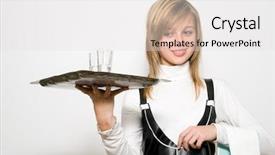  Presentation with butler - Colorful theme enhanced with butler maid - young waitress with a tray backdrop and a white colored foreground