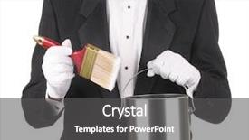  Presentation with paint brush - Colorful theme enhanced with butler-wearing-a-tuxedo-holding backdrop and a dark gray colored foreground