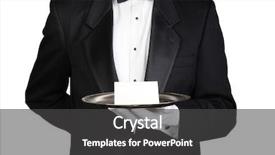  Presentation with butler - Slide set consisting of butler wearing a tuxedo holding background and a dark gray colored foreground