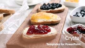  Presentation with fresh toast sandwiches egg - Presentation design enhanced with butter and different jam background and a coral colored foreground