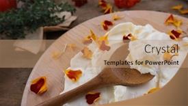  Presentation with salt food - PPT theme with butter-board-food-trend-butter background and a coral colored foreground