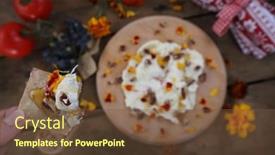  Presentation with cracker - Slides having butter-board-food-trend-cracker background and a  colored foreground