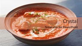  Presentation with bowl - PPT theme featuring butter chicken - delicious murgh makhani in bowl background and a coral colored foreground