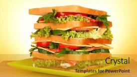  Presentation with sandwich all plates - Amazing presentation theme having butter chicken - tasty big sandwich backdrop and a gold colored foreground