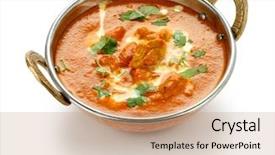  Presentation with indian food - Slide deck with butter chicken indian cuisine background and a coral colored foreground