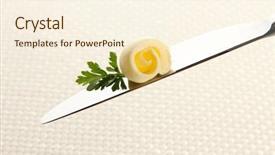  Presentation with butter - Slide set featuring butter curl on knife close background and a cream colored foreground