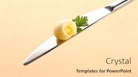  Presentation with butter - Amazing PPT theme having butter curl on knife on beige background backdrop and a lemonade colored foreground