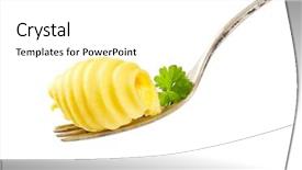  Presentation with casting metal - PPT layouts with butter curl on metal fork background and a  colored foreground