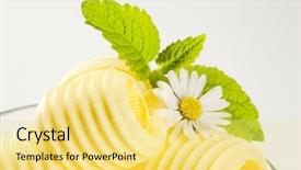  Presentation with peanut butter healthy spread - Amazing PPT theme having butter curls backdrop and a yellow colored foreground