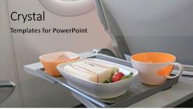  Presentation with role play woman and man - Slide deck featuring butter fly - woman eating sandwich on plane background and a light gray colored foreground