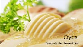  Presentation with butter - Presentation theme having butter melting on baked potato background and a yellow colored foreground