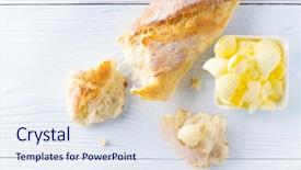  Presentation with bread life - Colorful slides enhanced with butter on a fresh crunchy backdrop and a sky blue colored foreground