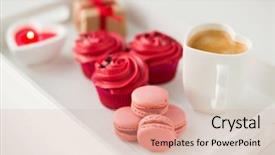  Presentation with valentines day - Audience pleasing slides consisting of buttercream frosting heart shaped coffee backdrop and a coral colored foreground