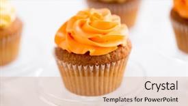  Presentation with food white - Slide set featuring buttercream frosting on glass confectionery background and a coral colored foreground