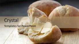  Presentation with roll - PPT theme having buttered bread roll lovely background and a coral colored foreground