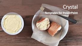  Presentation with low angle view of hockey - Presentation theme consisting of buttered next to the bread background and a violet colored foreground