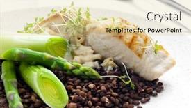  Presentation with lentils - PPT theme featuring butterfish-with-green-lentils-leek background and a lemonade colored foreground