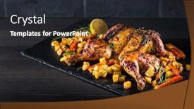  Presentation with roasted chicken - Amazing presentation design having butterflied-grilled-whole-chicken backdrop and a tawny brown colored foreground