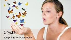  Presentation with rustic purple butterflies - Audience pleasing slide set consisting of butterflies out of her hand backdrop and a lemonade colored foreground