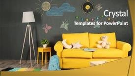  Presentation with colorful for kids presentat - Colorful slide deck enhanced with butterfly book - interior of colorful playing room backdrop and a dark gray colored foreground