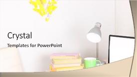  Presentation with workplace - Beautiful PPT layouts featuring butterfly book - workplace at home with laptop backdrop and a sky blue colored foreground