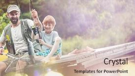  Presentation with fishing net - PPT theme enhanced with butterfly fishing net at lakeshore background and a soft green colored foreground