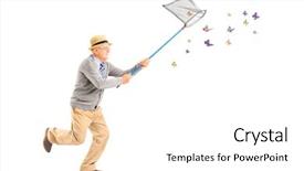  Presentation with net - Slide set with butterfly hand - full length portrait background and a white colored foreground