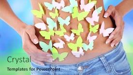  Presentation with stomach - Audience pleasing presentation theme consisting of butterfly-on-stomach-on-light backdrop and a light blue colored foreground