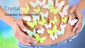  Presentation with stomach - PPT theme enhanced with butterfly-on-stomach-on-light background and a coral colored foreground