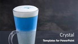  Presentation with matcha - Amazing PPT theme having butterfly-pea-blue-matcha-latte backdrop and a ocean colored foreground