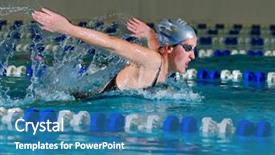 Presentation with stroke - PPT theme with butterfly stroke in indoor pool background and a teal colored foreground