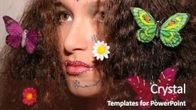  Presentation with makeup brushes and make up - Audience pleasing presentation theme consisting of butterfly woman green purple - girl wearing makeup made backdrop and a  colored foreground