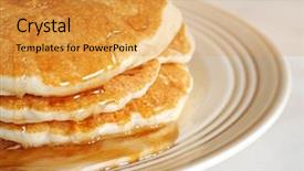  Presentation with syrup - Audience pleasing PPT theme consisting of buttermilk - fresh homemade pancakes with syrup backdrop and a yellow colored foreground