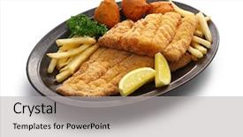  Presentation with small large comparison fish - Colorful slide set enhanced with buttermilk - southern fried fish plate american backdrop and a light gray colored foreground