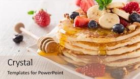 Presentation with berries - Theme enhanced with buttermilk - stack of pancakes with fresh background and a coral colored foreground