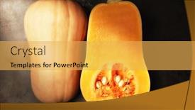  Presentation with cut - Audience pleasing slide deck consisting of butternut-squash-cut-in-half backdrop and a yellow colored foreground