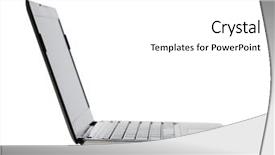  Presentation with laptop blank screen - Theme having reservation - macro photo of federal reserve background and a  colored foreground.