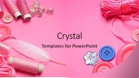  Presentation with pink ribbon hands - Slide set with button and thread and ribbon background and a  colored foreground