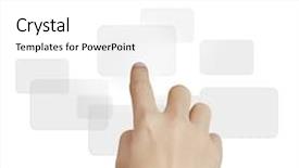  Presentation with touch screen - PPT layouts having button effect - hand pushing on a touch background and a white colored foreground