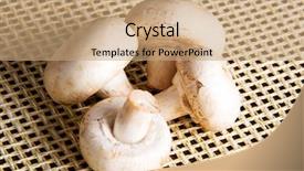  Presentation with button mushroom fresh mushroom - Presentation design with button mushroom - fresh mashrooms champignons over kitchen background and a coral colored foreground