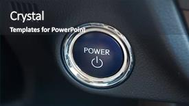  Presentation with power button - Audience pleasing PPT theme consisting of button of a hybrid vehicle backdrop and a dark gray colored foreground